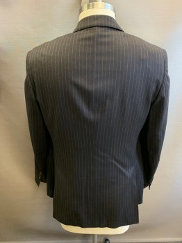 PAUL SMITH, Dk Brown, Purple, Wool, Stripes - Pin, Single Breasted, 2 Buttons,  Notched Lapel, 2 Back Vents,
