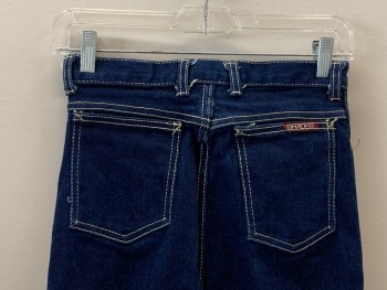 Womens, Jeans, SHADES, Dk Blue, Cotton, Solid, W26, F.F, Top And Back Pockets, Zip Front, Belt Loops