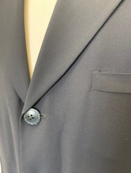 GIANNI VERSACE, Black, Silk, Solid, Single Breasted, Notched Lapel, 3 Buttons, 3 Pockets