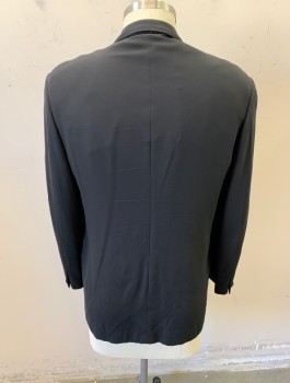 GIANNI VERSACE, Black, Silk, Solid, Single Breasted, Notched Lapel, 3 Buttons, 3 Pockets