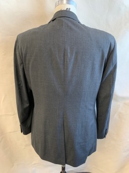 RALPH LAUREN, Dk Gray, Wool, Heathered, Notched Lapel, Single Breasted, Button Front, 2 Buttons, 3 Pockets