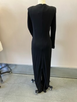 Womens, Evening Gown, TOM FORD, B:34, 4, H:35, Black, Knit, Floor Length, Lace Up Front, Back Zip, Invisible Zips At Wrists Of L/S, Back Slit,