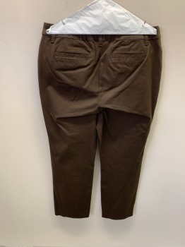 Womens, Casual Pants, ST JOHN'S BAY, Brown, Cotton, Spandex, 14, Top Pockets, Zip Front, F.F, 2 Back Pockets