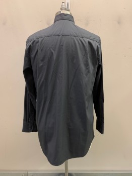 Mens, Casual Shirt, Tailor Made, Charcoal Gray, Cotton, Solid, 34, 15 1/2, L/S, Button Front, Collar Attached,