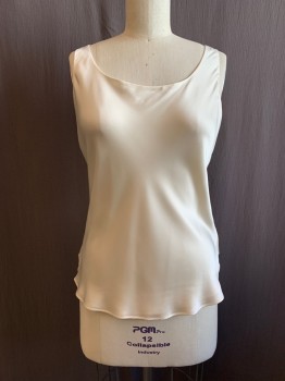 Womens, Shell, LAFAYETTE 148, Ivory White, Silk, Solid, 8, Round Neck, Lining Underneath