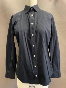 THE OUTFITTERS, Black, Cotton, Solid, L/S, Button Front, Collar Attached,