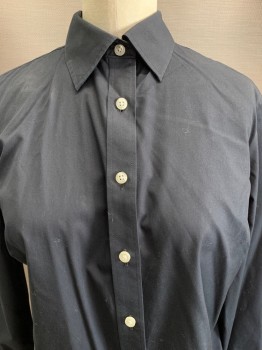 THE OUTFITTERS, Black, Cotton, Solid, L/S, Button Front, Collar Attached,