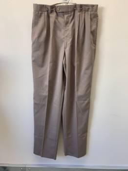 NL, Khaki Brown, Poly/Cotton, Side Pockets, Zip Front, Pleated Front, 2 Welt Pockets