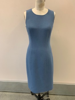Womens, Dress, Sleeveless, MICHAEL KORS, French Blue, Wool, Rayon, 6, Scoop Neck, 2 Seam Detail From Armhole Down Front To Hem & 2 On Back, Zip Back, Hem Below Knee,