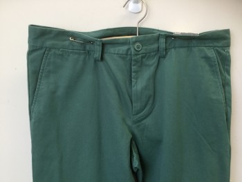OLD NAVY, Green, Cotton, Solid, Green, Flat Front, Zip Front, 5 Pockets