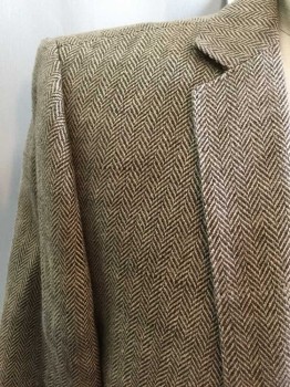 Mens, Sportcoat/Blazer, J CREW, Brown, Tan Brown, Linen, Rayon, Herringbone, 38R, 2 Buttons,  Notched Lapel, 3 Pockets, 2 Flaps, Little Pulls Here and There