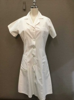 Womens, Nurses Dress, UNIFORMS TO YOU, White, Poly/Cotton, Solid, 32, 34, Button Front, Collar Attached, Short Sleeves, 3 Pockets