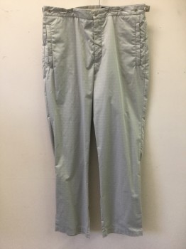 CALVIN KLEIN, Gray, Lt Gray, Polyester, Cotton, Grid , Gray with Light Gray Thin Grid Lines, Flat Front, Zip Fly, Straight Leg, Adjustable Button Tabs at Side Waist, **Double**