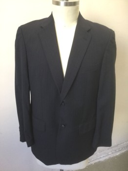 JOSEPH & FEISS, Navy Blue, Wool, Stripes - Pin, Navy with Self Pinstriped Texture, Single Breasted, Notched Lapel, 2 Buttons, 3 Pockets, Solid Navy Lining