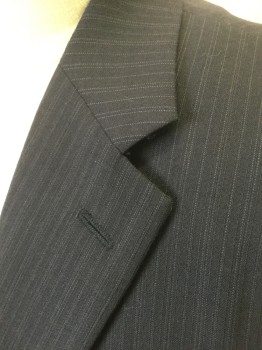 JOSEPH & FEISS, Navy Blue, Wool, Stripes - Pin, Navy with Self Pinstriped Texture, Single Breasted, Notched Lapel, 2 Buttons, 3 Pockets, Solid Navy Lining