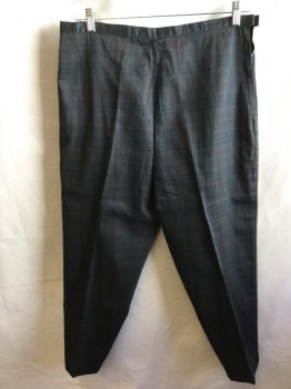 Womens, Pants, FOX 31-RIGHT.. ALICE, Forest Green, Olive Green, Brown, Navy Blue, Faded Black, Cotton, Polyester, Plaid, W. 32, Mute Colors, 7/8" Waistband, Side Zip, 2 Side Pockets