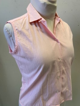 LADY ESSEX, Lt Pink, Cotton, Solid, Sleeveless, Button Front, Collar Attached,