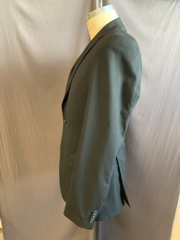 Mens, Sportcoat/Blazer, Alfani, Black, Polyester, Solid, 38 R, Collar Attached, 2 Buttons, 2 Faux Pockets on Front, Pockets on Inside
