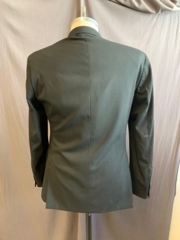 Mens, Sportcoat/Blazer, Alfani, Black, Polyester, Solid, 38 R, Collar Attached, 2 Buttons, 2 Faux Pockets on Front, Pockets on Inside