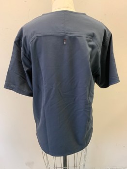 Unisex, Scrub Top, GREY'S ANATOMY , Dk Gray, Polyester, Rayon, Solid, S, V-neck, Pullover, Short Sleeves, 1 Breast Pocket, 1 Pocket on Each Sleeve
