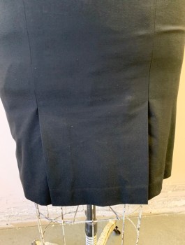 Womens, Skirt, Knee Length, ANN TAYLOR, Black, Polyester, Rayon, Solid, Sz.14, Pencil Skirt, 2" Wide Self Waistband, Invisible Zipper at Side, 2 Vents at Back Hem