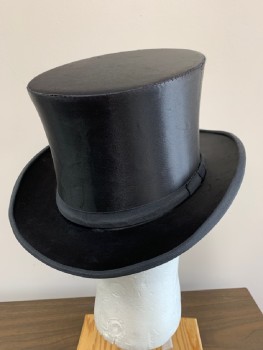 Mens, Top Hat, N/L, Black, Polyester, Solid, 6 3/4, Collapsible