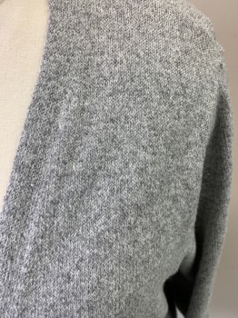 Womens, Sweater, A NEW DAY, Heather Gray, Polyester, Spandex, Heathered, XXL, Long Sleeves, Shawl Collar, Tunic Length, Side Vents, Ribbed Cuffs and Hem