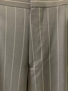 Mens, Suit, Pants, SERGIO VALENTINO, Black, Wool, Polyester, Stripes - Pin, I:Open, W:36", Flat Front, Belt Loops, 4 Pockets 2 are Welt