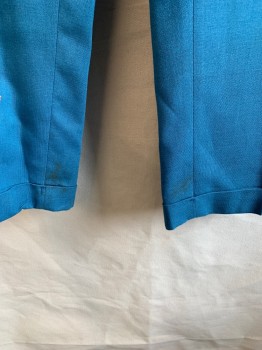 Mens, Pants, A-1, Teal Blue, Poly/Cotton, 29/28, Side Pockets, Zip Front, F.F, 2 Welt Pockets, Cuffs