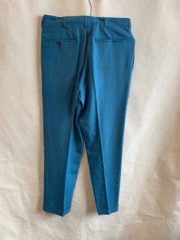 Mens, Pants, A-1, Teal Blue, Poly/Cotton, 29/28, Side Pockets, Zip Front, F.F, 2 Welt Pockets, Cuffs