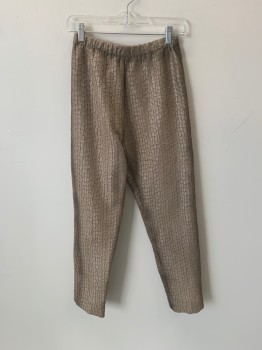 NL, Taupe, Synthetic, Textured Fabric, Elastic Waistband, Aged/Distressed,