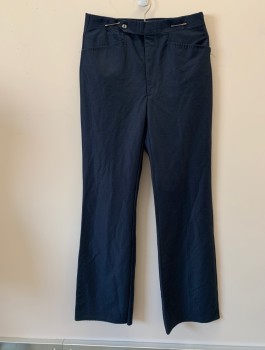Mens, Pants, NL, Navy Blue, Polyester, Solid, Textured Fabric, OPEN, 30, F.F, 4 Pockets, Zip Fly,