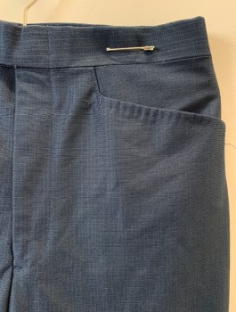 Mens, Pants, NL, Navy Blue, Polyester, Solid, Textured Fabric, OPEN, 30, F.F, 4 Pockets, Zip Fly,
