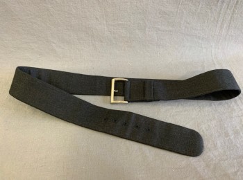 Mens, Belt, LUCASINI, Charcoal Gray, Wool, Solid, 30-34, Fabric, Brushed Silver Buckle