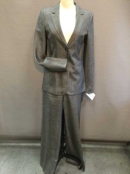 THEORY, Gray, Wool, Polyester, Solid, 2 Buttons,  Notched Lapel, Bias Cut, 2 Welt Pockets