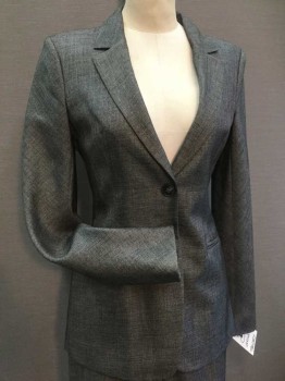 Womens, Suit, Jacket, THEORY, Gray, Wool, Polyester, Solid, 4, 2 Buttons,  Notched Lapel, Bias Cut, 2 Welt Pockets