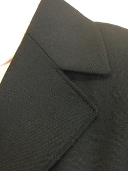 TAHARI, Black, Polyester, Viscose, Solid, Single Breasted, Wide Notched Lapel, 3 Buttons,  2 Flap Pockets, Shoulder Pads, Solid Black Lining
