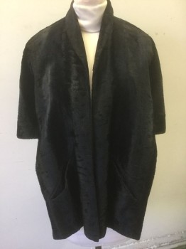 Womens, Jacket, N/L, Black, Wool, Cotton, Solid, O/S, Crushed Plush Velvet, Black Satin Lining, 2 Welt Pockets at Hip Level, Small Shawl Collar,