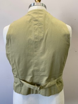 Mens, Suit, Vest, SIAM COSTUMES MTO, Beige, Black, Cotton, Speckled, Stripes - Vertical , 46, Notched Lapel, 6 Buttons, 4 Welt Pockets, Cream/Mint Pinstriped Lining, Solid Tan Cotton Back, Belted Back Waist,