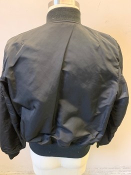 Mens, Casual Jacket, ALPHA  IND, Black, Polyester, Nylon, Solid, XL, Zip Front Side Snap Pockets , Side  Left Zipper