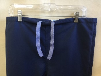 ANGELICA, Navy Blue, Periwinkle Blue, Polyester, Cotton, Solid, Navy with Periwinkle D-string Waist, 1 Pocket Back