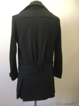 Mens, Coat, Overcoat, ALEXANDRE HERCHOVITC, Black, Wool, Solid, 42 R, Collar Attached, Notched Lapel, Single Breasted, Button Front, 3 Pockets,