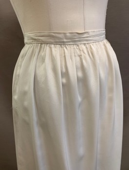 N/L, Beige, Polyester, Solid, Chiffon, Knee Length, Gathered into 1" Wide Waistband