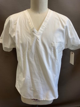 Unisex, Scrub Top, N/L, Off White, Poly/Cotton, Solid, XL, Short Sleeves, V-neck, 1 Pocket,