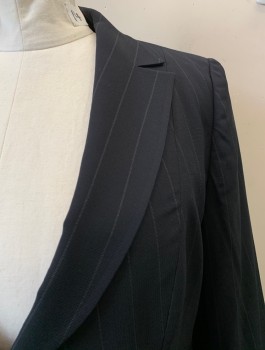 ARMANI COLLEZIONI, Black, Lt Gray, Wool, Polyamide, Stripes - Pin, Single Breasted, 1 Button, Notched Lapel, 2 Pockets, 2 Back Vents