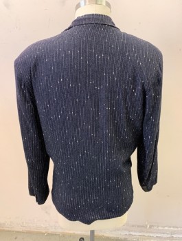 KLIP KLOP, Black, White, Wool, Stripes - Pin, Speckled, Peaked Lapel, Double Breasted, Button Front, 3 Pockets