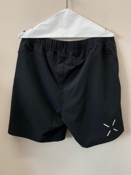 Mens, Swim Trunks, TEN THOUSAND, Black, Polyester, Elastane, Solid, L, F.F, Lace Tie With Velcro Front, Side Pockets,