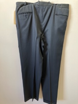 NL, Charcoal, Self Stripe, Pleated, Cuffed, 2 Slant Pkts, 2 Welt Pocket In Back, *small Holes At Fly & Back Waist