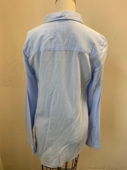 Womens, Blouse, TREASURE & BOND, Baby Blue, Cotton, Solid, S, Long Sleeves, Button Front, 1 Pocket, Collar Attached, Button Placket