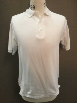 Childrens, Polo, OLD NAVY, White, Cotton, Polyester, Solid, L, Short Sleeve, Pique,